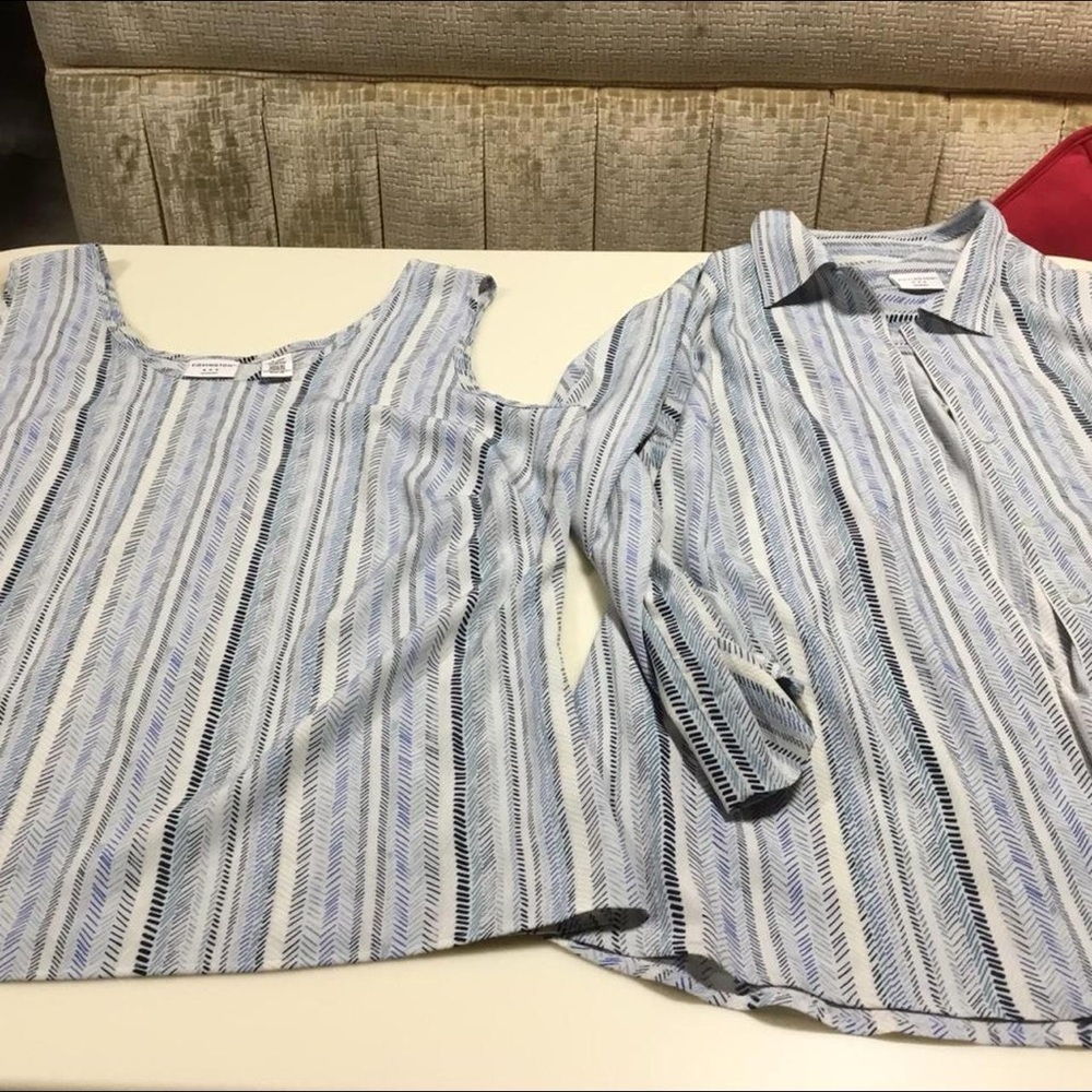 2 Pieces Women Short Sleeve Shirt & Sleeveless Top Set